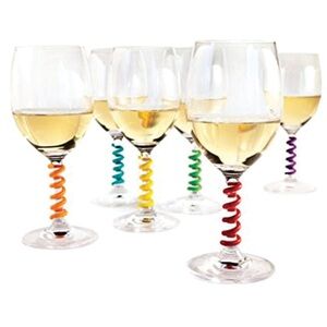 Stem Spring Silicone Wine Charms In Assorted Colors By True, 6 Piece